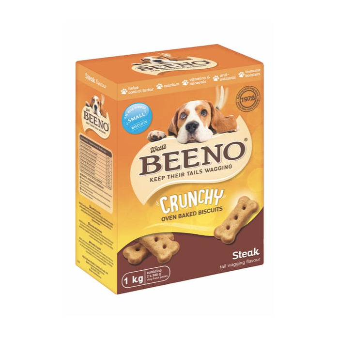 Beeno Crunchy Dog Biscuits Steak 1KG