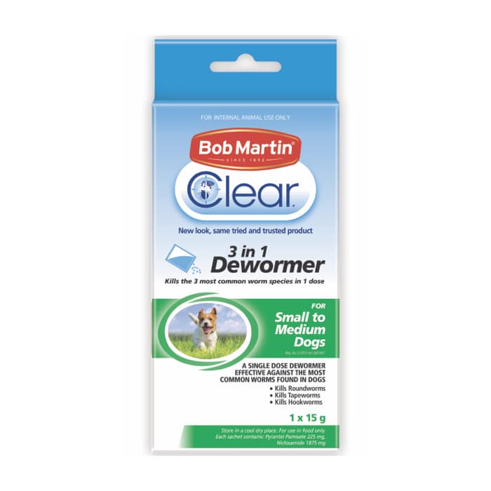 Bob Martin 3-in-1 Dewormer Sml/Med Breed Dogs (1 x 15g)