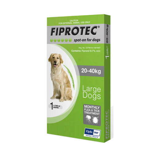 Fiprotec Tick and Flea Spot On Large Dogs 20-40KG Green 1 Pip