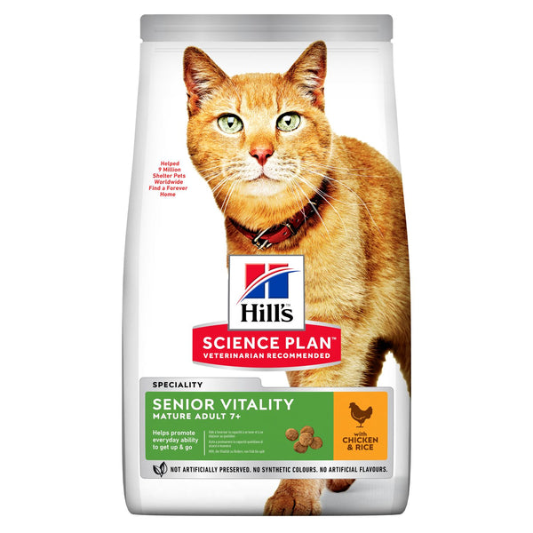 Hill's Science Plan Senior Vitality Adult Cat Food Chicken Rice Dry 7+