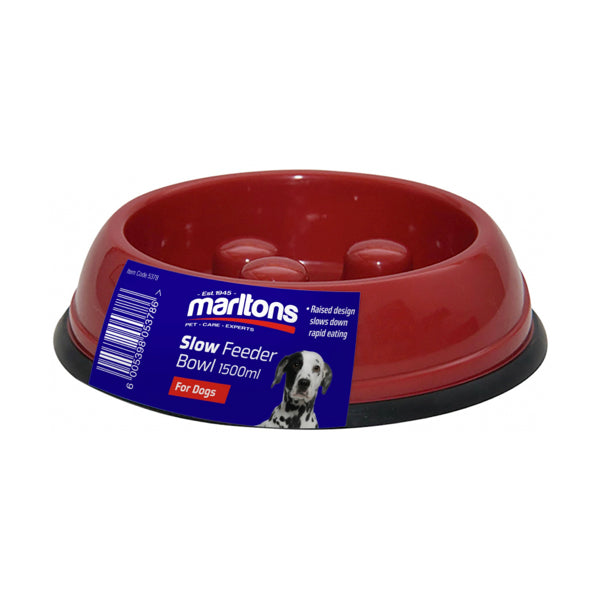 Marltons Slow Feeder Dog Bowl Red 1500ml