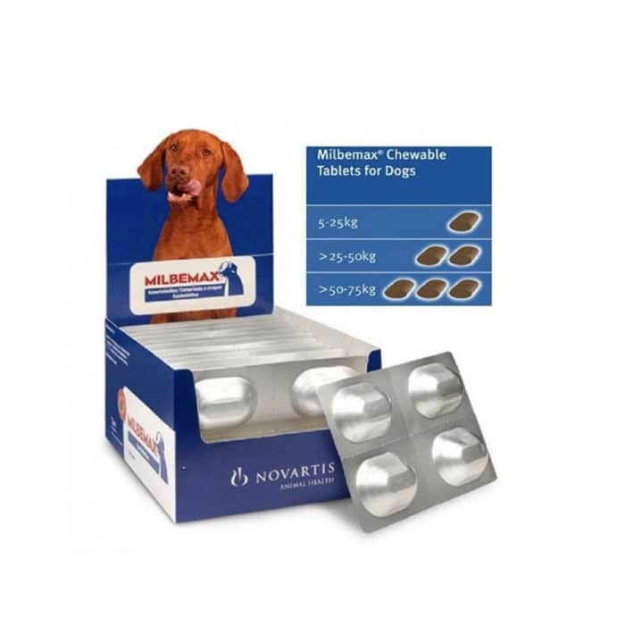 Milbemax Chewable Deworming Tabs for Dogs 5kg+ 4pk