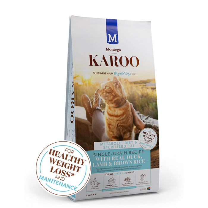Montego Karoo Adult Metabolic and Sterilised Cat Food Duck Lamb & Rice