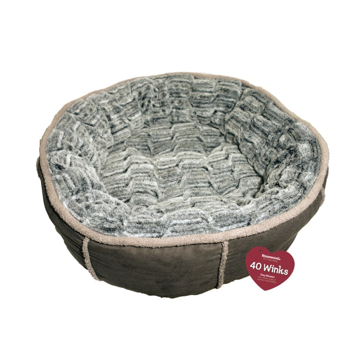 Rosewood Deep Plush Donut Bed - Grey