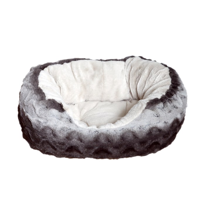 Rosewood Snuggle Plush Oval Bed - Grey & Cream