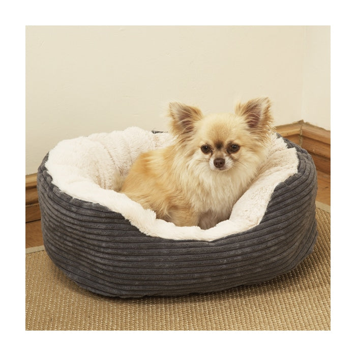 Rosewood Jumbo Cord Plush Oval Bed - Grey