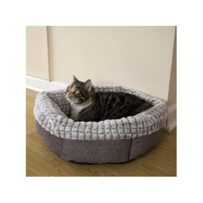 Rosewood Tweed and Plush Round Pet Bed