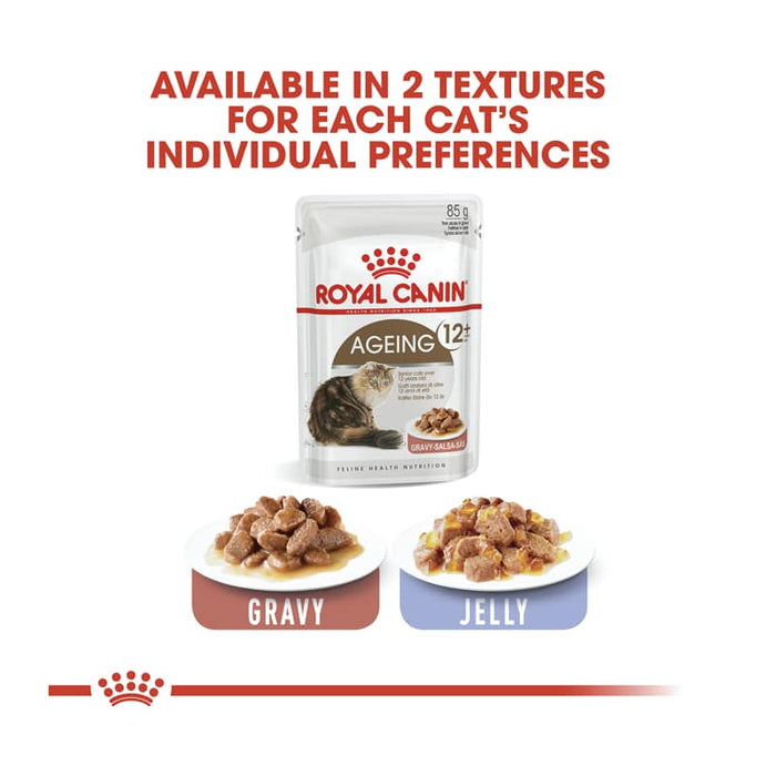ROYAL CANIN Ageing 12+ Gravy Wet Cat Food (12 x 85g)
