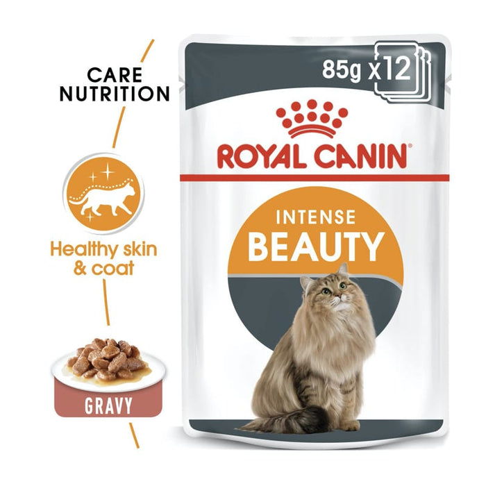 Royal Canin Intense Beauty Gravy Adult Wet Cat Food Pouch (12 x 85g)