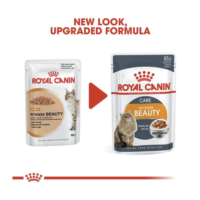 Royal Canin Intense Beauty Gravy Adult Wet Cat Food Pouch (12 x 85g)