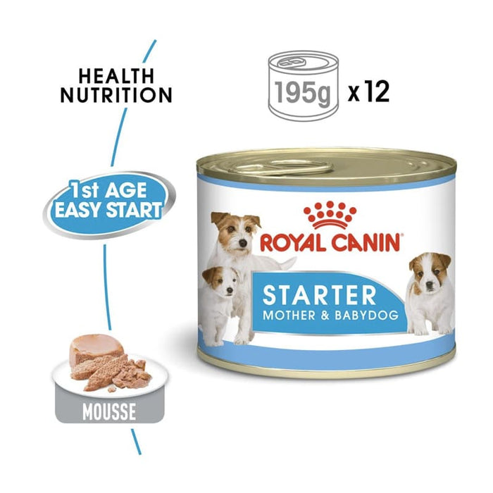 ROYAL CANIN Mother & Babydog Starter Wet Puppy Food Mousse (12 x 195g)