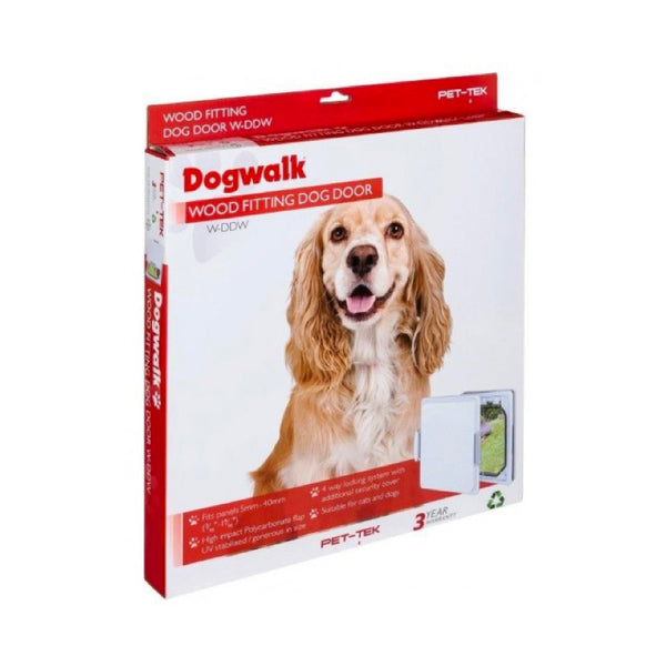 Pet Tek Dog Door Wood Medium White 320x270mm